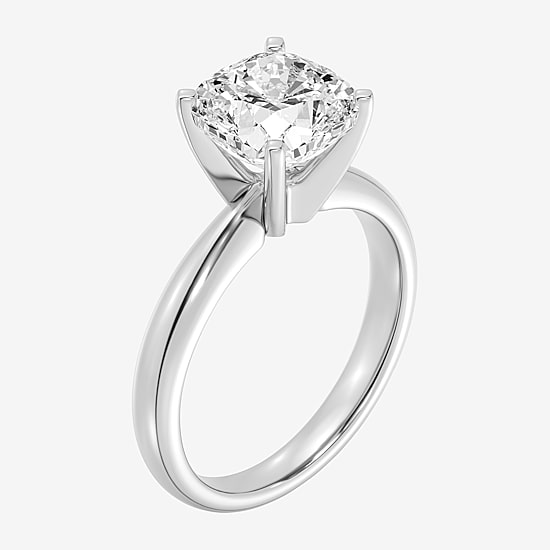 (G / VS2) Womens 3 CT. Lab-Grown White Diamond 14K Gold Cushion Solitaire Engagement Ring