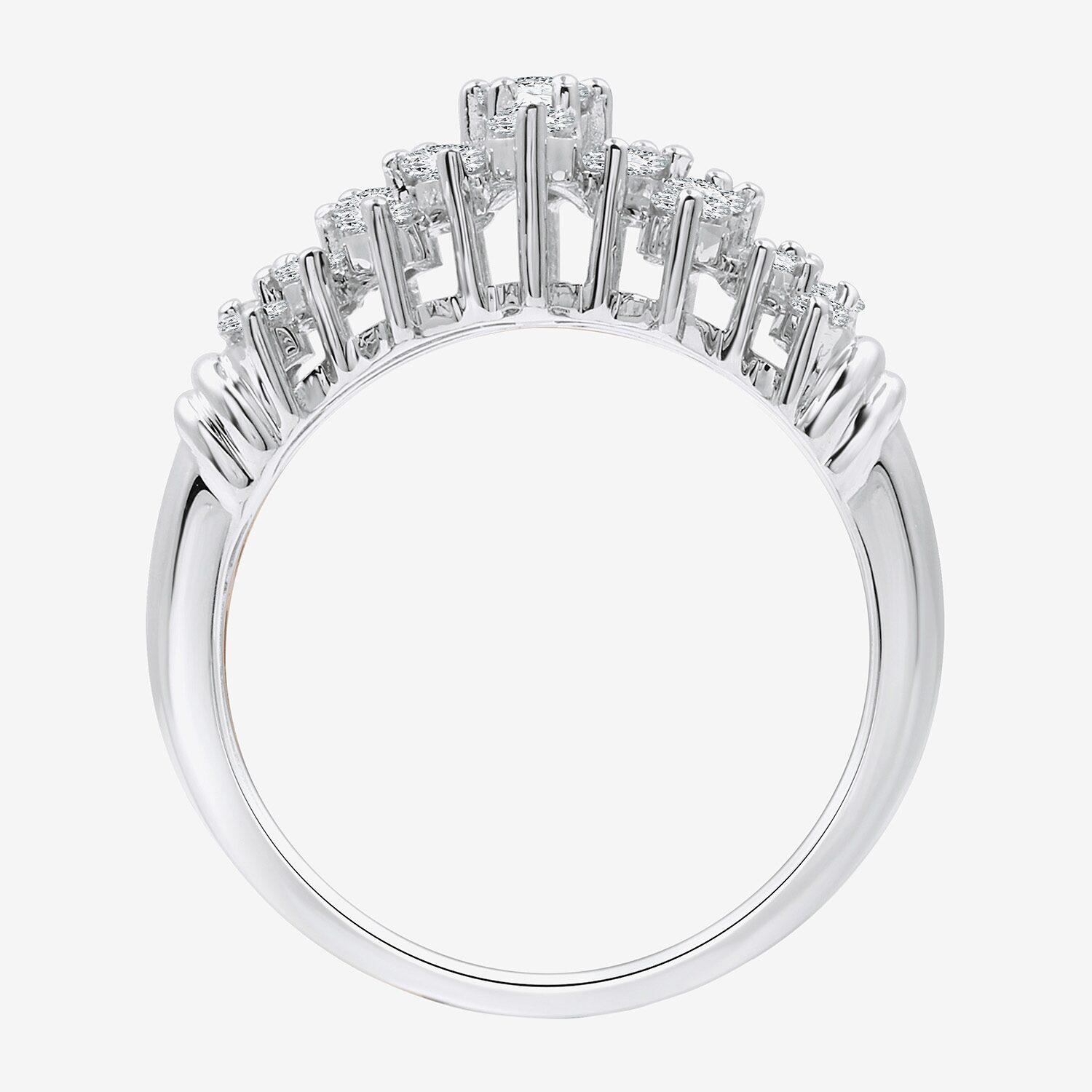 (F / Si1-Si2) Womens 1 CT. T.W. Lab Grown White Diamond Sterling Silver Cluster Cocktail Ring