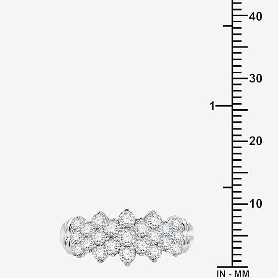 (F / Si1-Si2) Womens 1 CT. T.W. Lab Grown White Diamond Sterling Silver Cluster Cocktail Ring