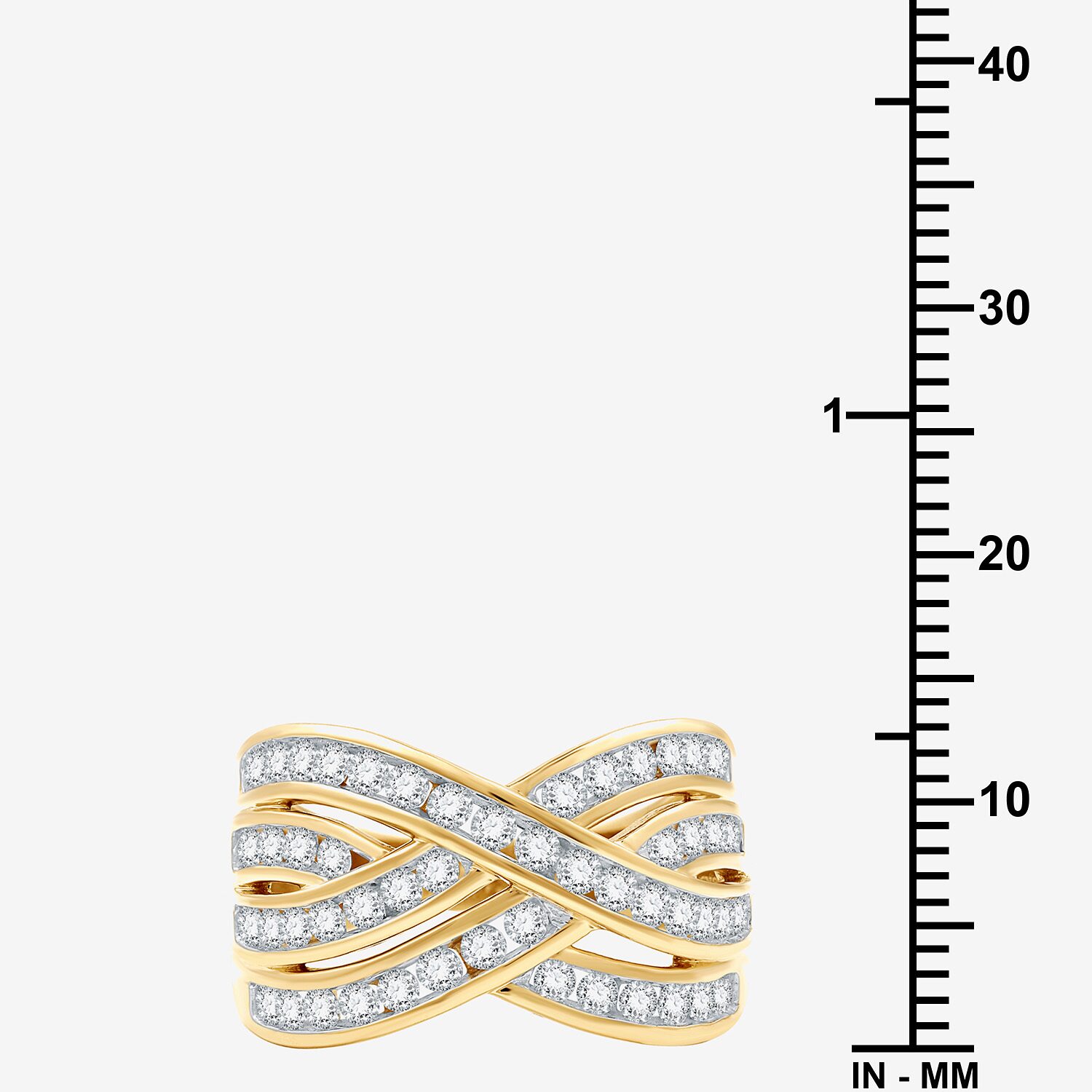 (F / Si1-Si2) Womens 3MM 1 CT. T.W. Lab Grown White Diamond 14K Gold Over Silver Crossover Band