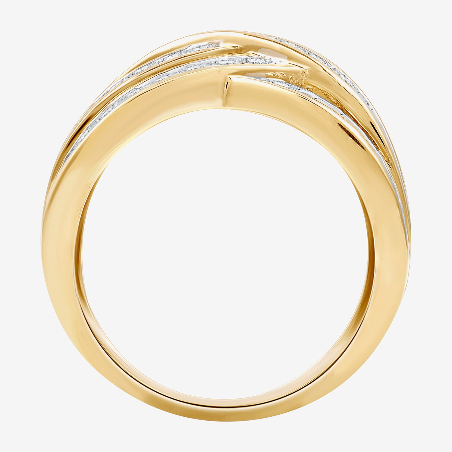 (F / Si1-Si2) Womens 3MM 1 CT. T.W. Lab Grown White Diamond 14K Gold Over Silver Crossover Band