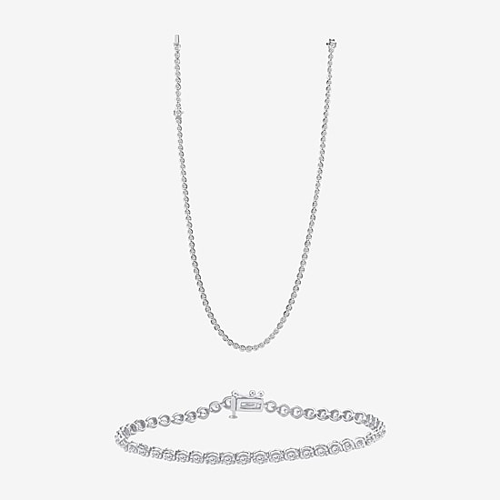 (F / Si2) Womens 10 Ct.T.W. Lab Grown White Diamond Sterling Silver 2-pc. Jewelry Set