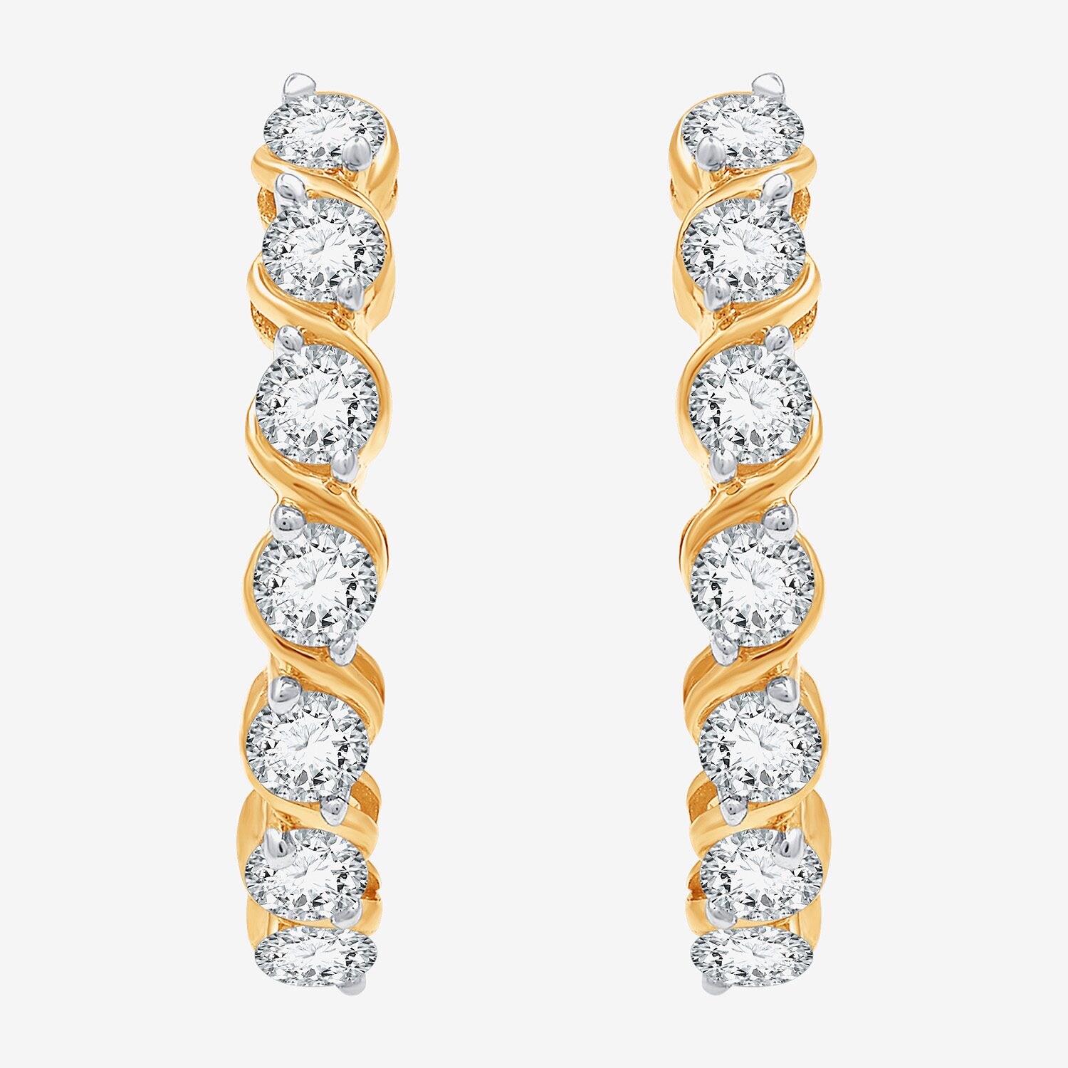 (F / Si1-Si2) Womens 1 CT. T.W. Lab Grown White Diamond 14K Gold Over Silver 20.9mm Hoop Earrings