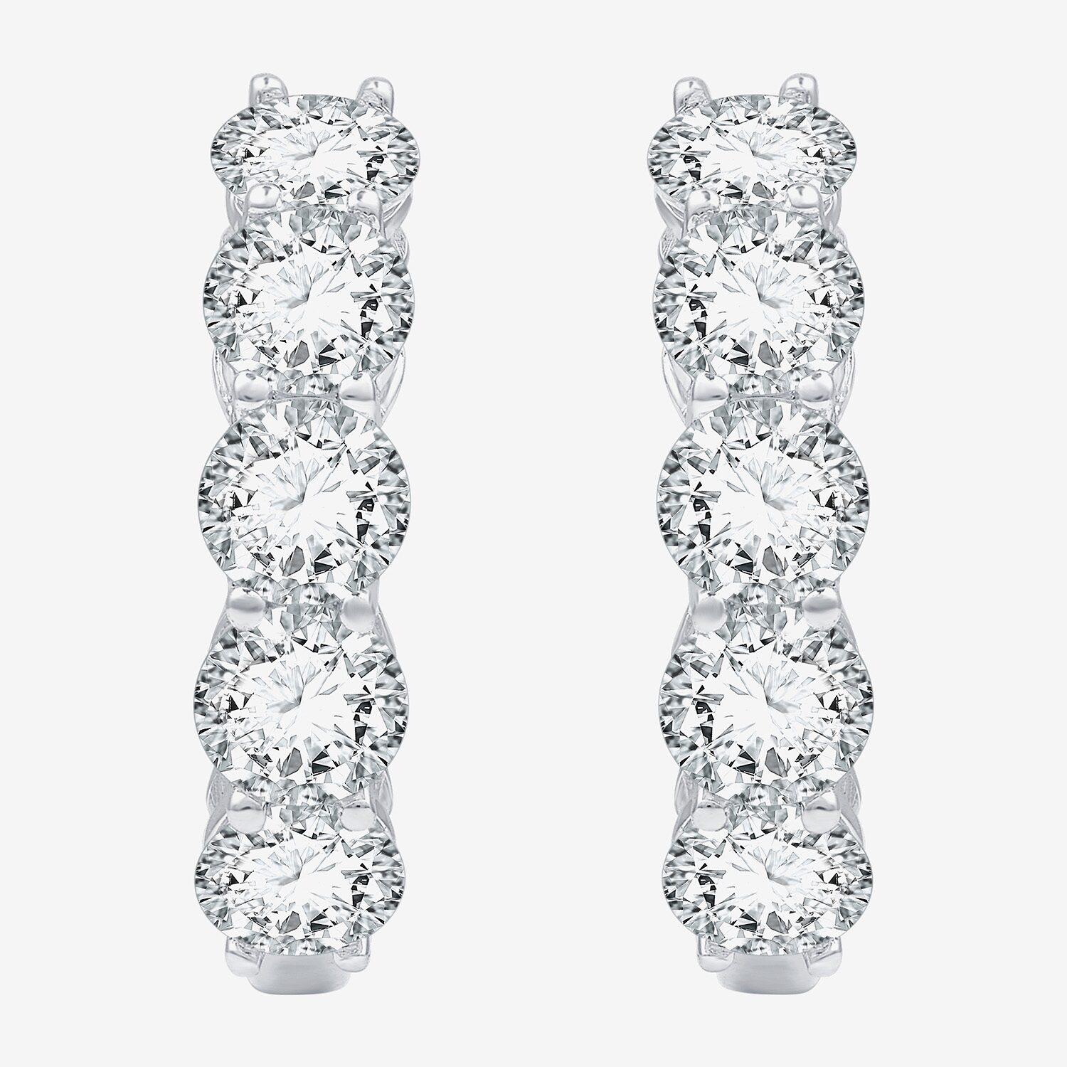 (F / Si1-Si2) Womens 6 CT. T.W. Lab Grown White Diamond Sterling Silver 20.9mm Hoop Earrings