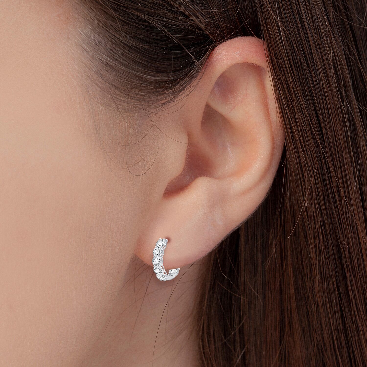 (F / Si1-Si2) Womens 6 CT. T.W. Lab Grown White Diamond Sterling Silver 20.9mm Hoop Earrings