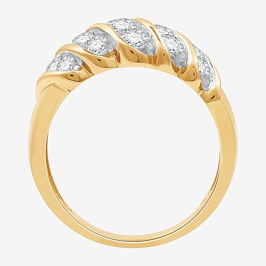 (F / Si1-Si2) Womens 2.5MM 1 CT. T.W. Lab Grown White Diamond 14K Gold Over Silver Band