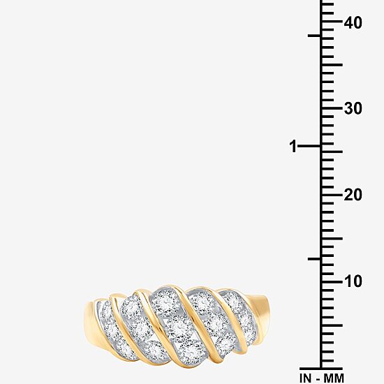 (F / Si1-Si2) Womens 2.5MM 1 CT. T.W. Lab Grown White Diamond 14K Gold Over Silver Band