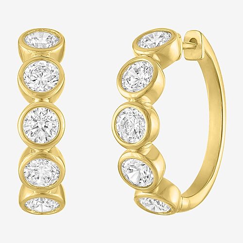 Diamond Addiction (G-H / Si2-I1) Womens 2 CT. T.W. Lab Grown White Diamond 14K Gold Over Silver 20mm Hoop Earrings, One Size, Yellow