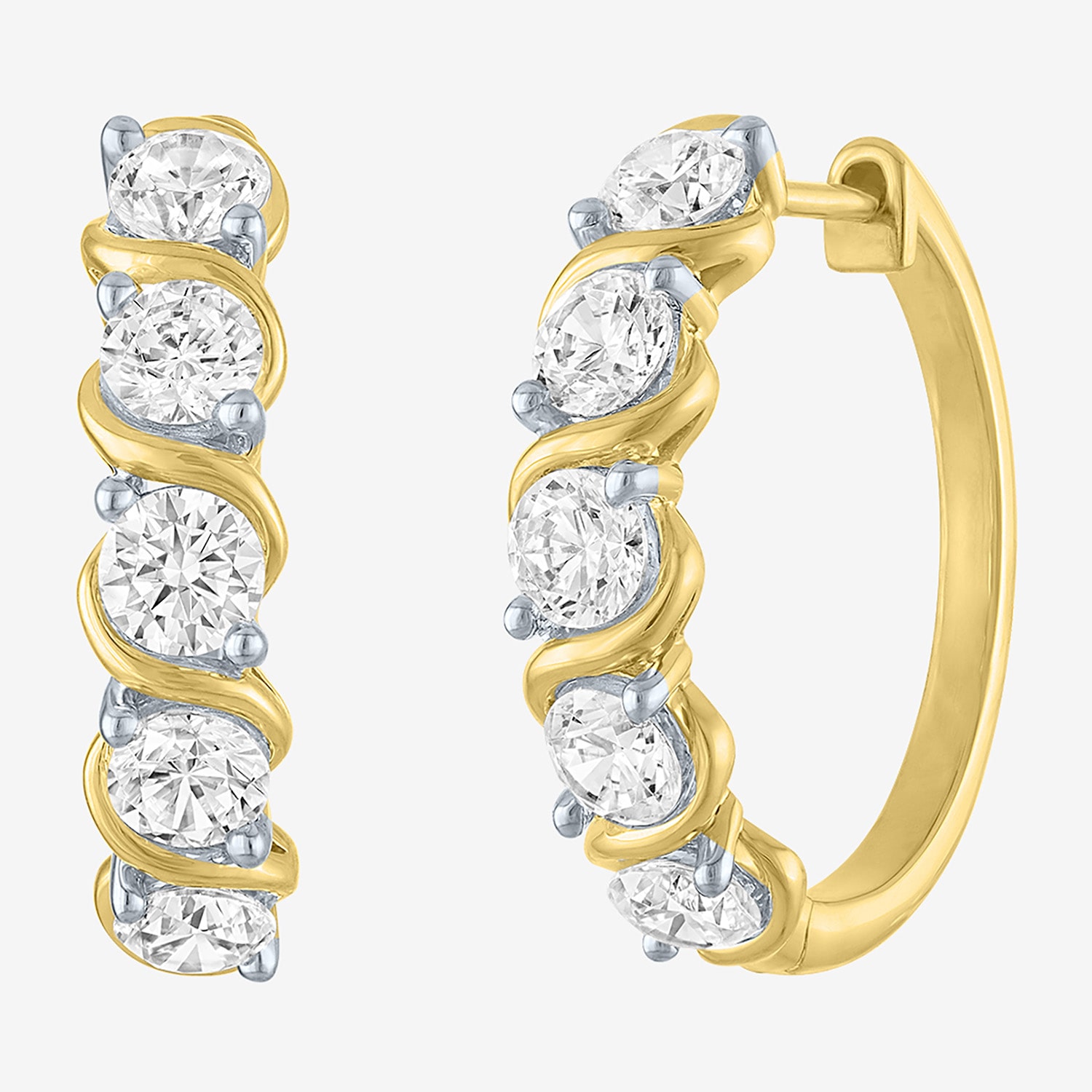 (G-H / Si2-I1) Womens 2 CT. T.W. Lab Grown White Diamond 14K Gold Over Silver 20mm Hoop Earrings
