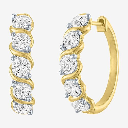 (G-H / Si2-I1) Womens 2 CT. T.W. Lab Grown White Diamond 14K Gold Over Silver 20mm Hoop Earrings, One Size, Yellow