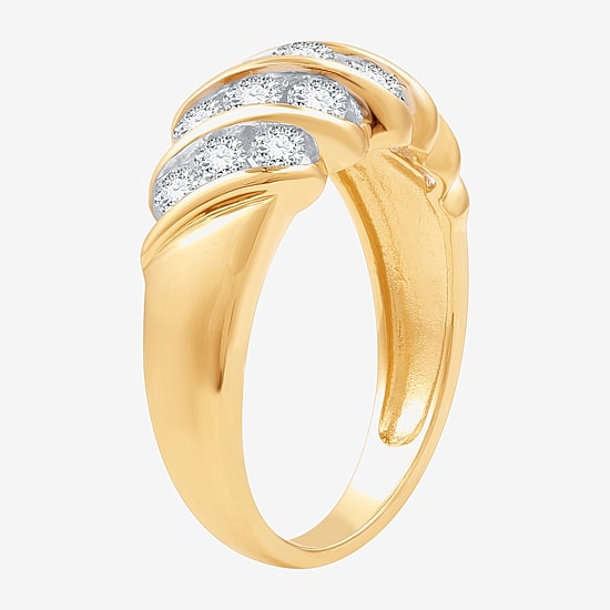 (F / Si1-Si2) Womens 2.5MM 1 CT. T.W. Lab Grown White Diamond 14K Gold Over Silver Band