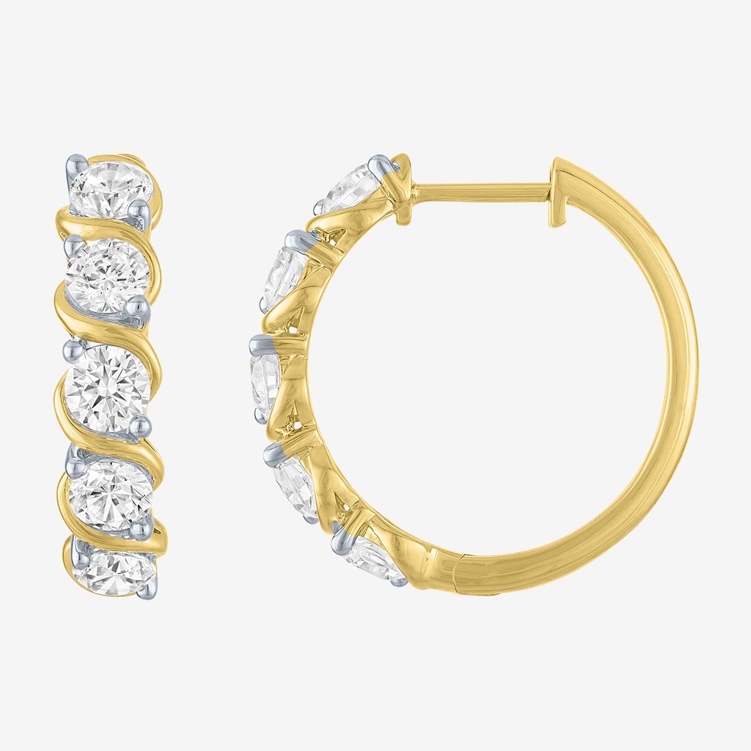 (G-H / Si2-I1) Womens 2 CT. T.W. Lab Grown White Diamond 14K Gold Over Silver 20mm Hoop Earrings