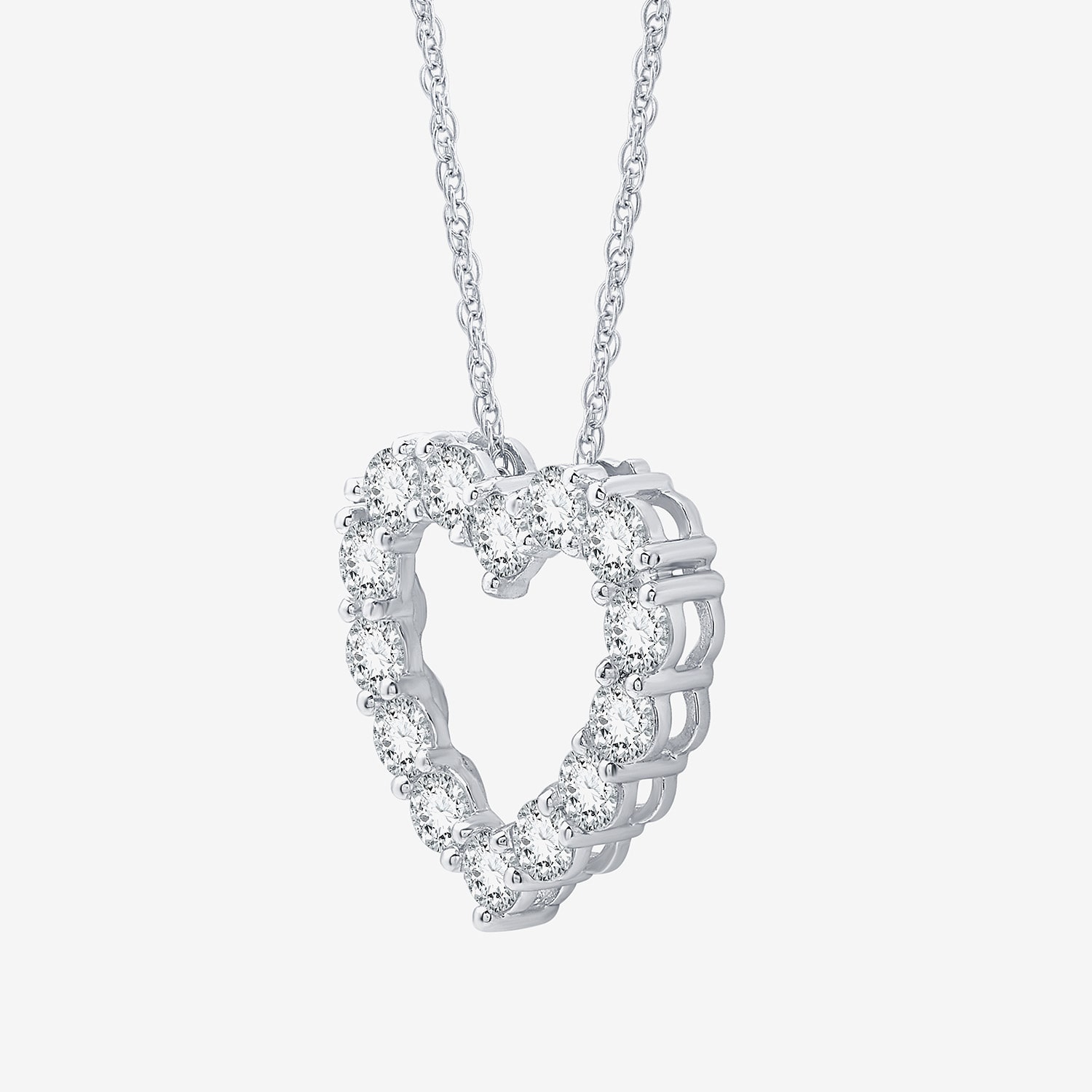 (F / Si1-Si2) Womens 2 CT. T.W. Lab Grown White Diamond Sterling Silver Heart 18 Inch Pendant Necklace