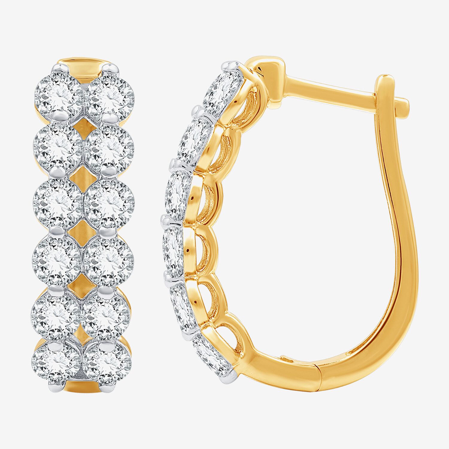 (F / Si1-Si2) Womens 2 CT. T.W. Lab Grown White Diamond 14K Gold Over Silver 19.3mm Hoop Earrings