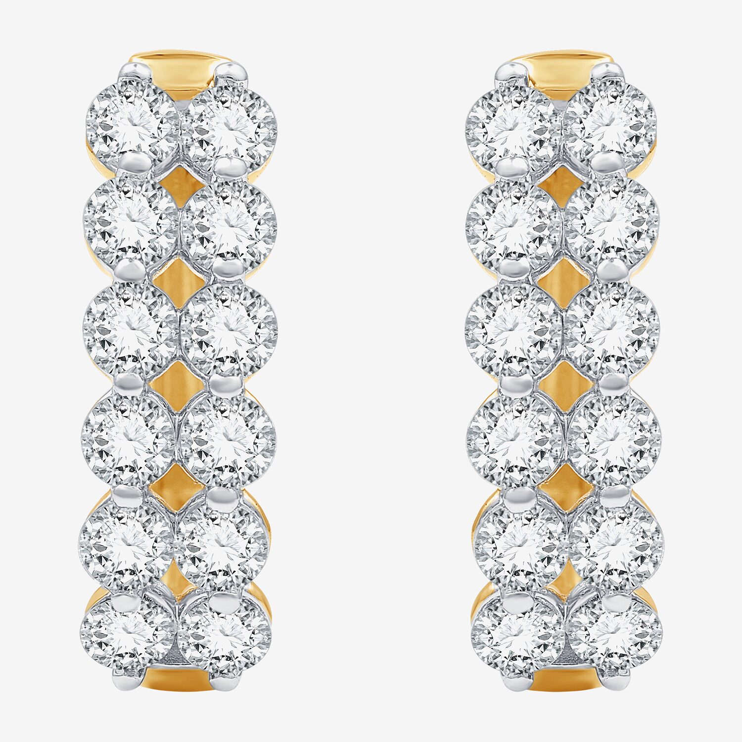 (F / Si1-Si2) Womens 2 CT. T.W. Lab Grown White Diamond 14K Gold Over Silver 19.3mm Hoop Earrings