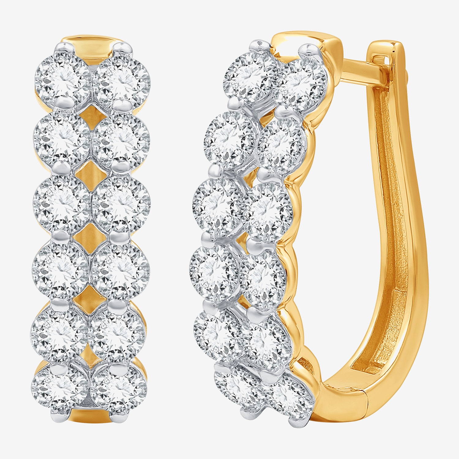 (F / Si1-Si2) Womens 2 CT. T.W. Lab Grown White Diamond 14K Gold Over Silver 19.3mm Hoop Earrings
