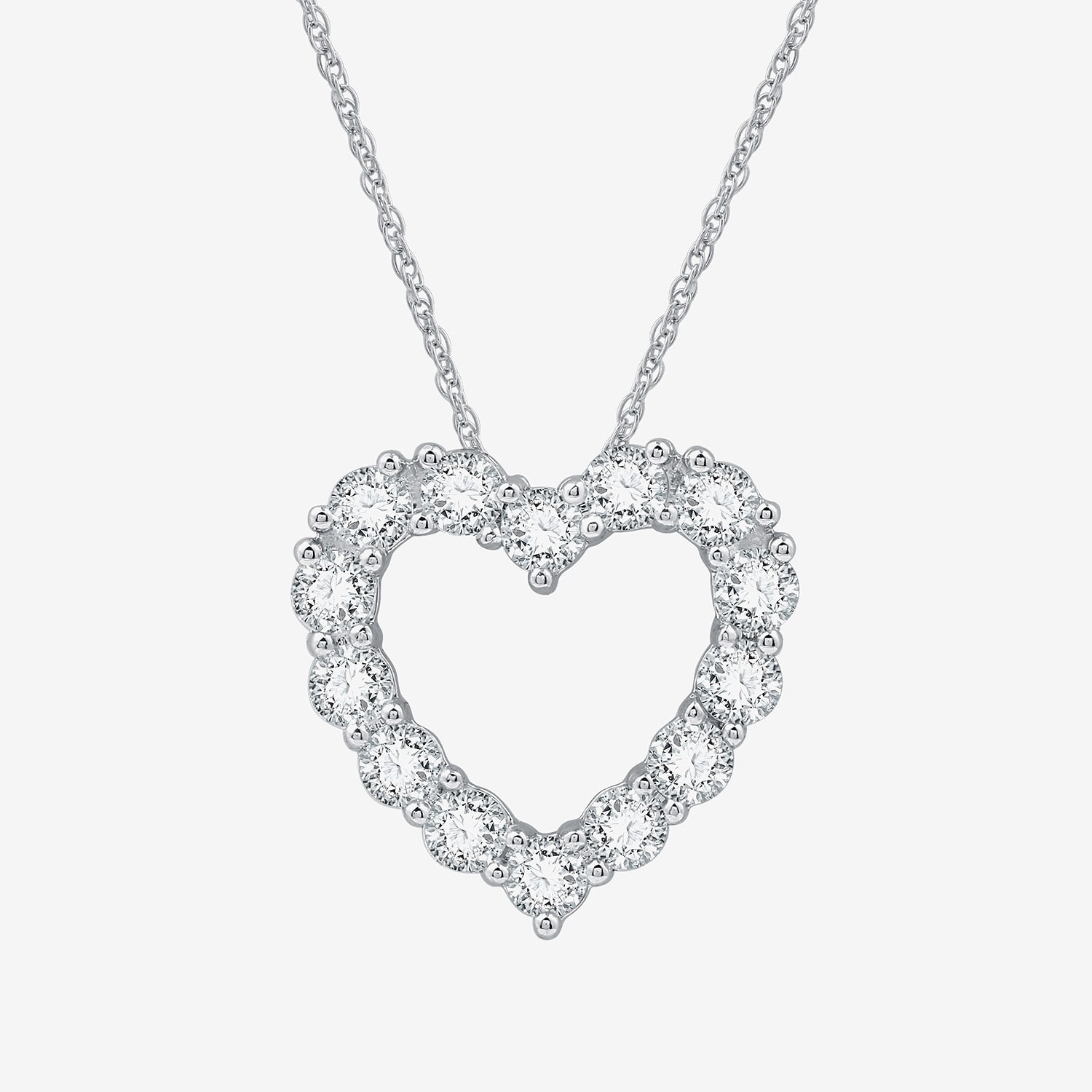(F / Si1-Si2) Womens 2 CT. T.W. Lab Grown White Diamond Sterling Silver Heart 18 Inch Pendant Necklace