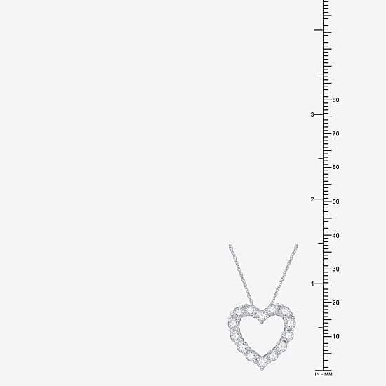 (F / Si1-Si2) Womens 2 CT. T.W. Lab Grown White Diamond Sterling Silver Heart 18 Inch Pendant Necklace