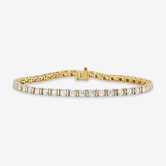 (G-H / Si2-I1) Womens 5 CT. T.W. Lab Grown White Diamond 14K Gold Over Silver 6 1/2 Inch Tennis Bracelet