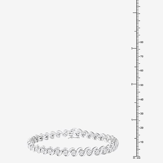 (F / Si1-Si2) Womens 1/2 CT. T.W. Lab Grown White Diamond Pure Silver Over Brass 7.5 Inch Tennis Bracelet