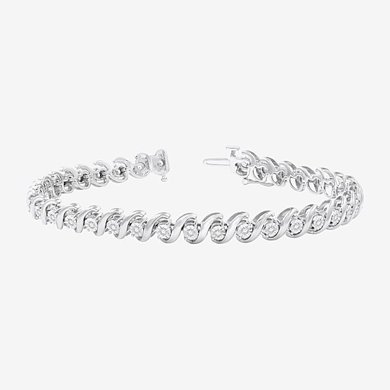 (F / Si1-Si2) Womens 1/2 CT. T.W. Lab Grown White Diamond Pure Silver Over Brass 7.5 Inch Tennis Bracelet