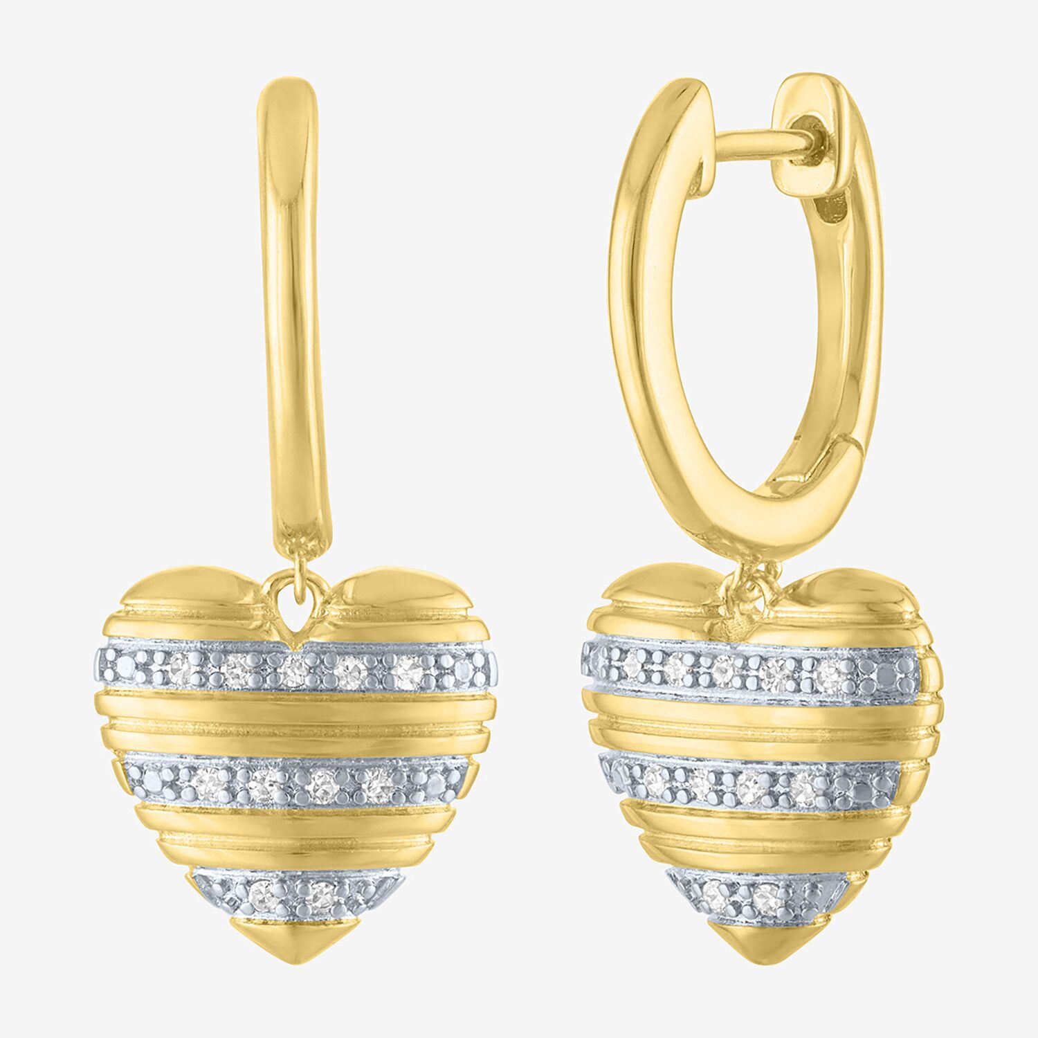 (G-H / Si1-Si2) Womens 1/8 CT. T.W. Lab Grown White Diamond 14K Gold Over Brass Heart 2-pc. Jewelry Set