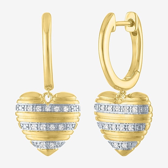(G-H / Si1-Si2) Womens 1/8 CT. T.W. Lab Grown White Diamond 14K Gold Over Brass Heart 2-pc. Jewelry Set