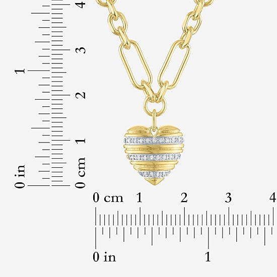 (G-H / Si1-Si2) Womens 1/8 CT. T.W. Lab Grown White Diamond 14K Gold Over Brass Heart 2-pc. Jewelry Set