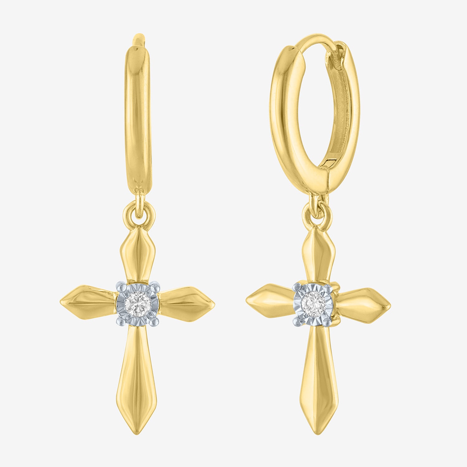 Religious Jewelry (G-H / Si1-Si2) Womens 1/10 CT. T.W. Lab Grown White Diamond 14K Gold Over Brass Cross 2-pc. Jewelry Set