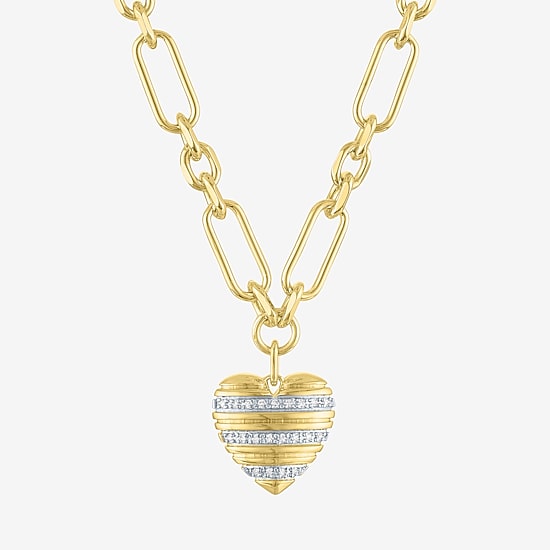 (G-H / Si1-Si2) Womens 1/8 CT. T.W. Lab Grown White Diamond 14K Gold Over Brass Heart 2-pc. Jewelry Set