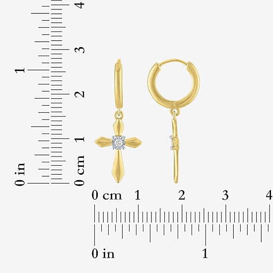 Religious Jewelry (G-H / Si1-Si2) Womens 1/10 CT. T.W. Lab Grown White Diamond 14K Gold Over Brass Cross 2-pc. Jewelry Set