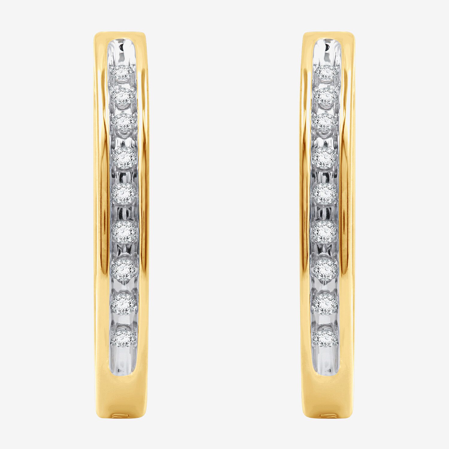 (F / Si1-Si2) Womens 1/4 CT. T.W. Lab Grown White Diamond 20.1mm Hoop Earrings