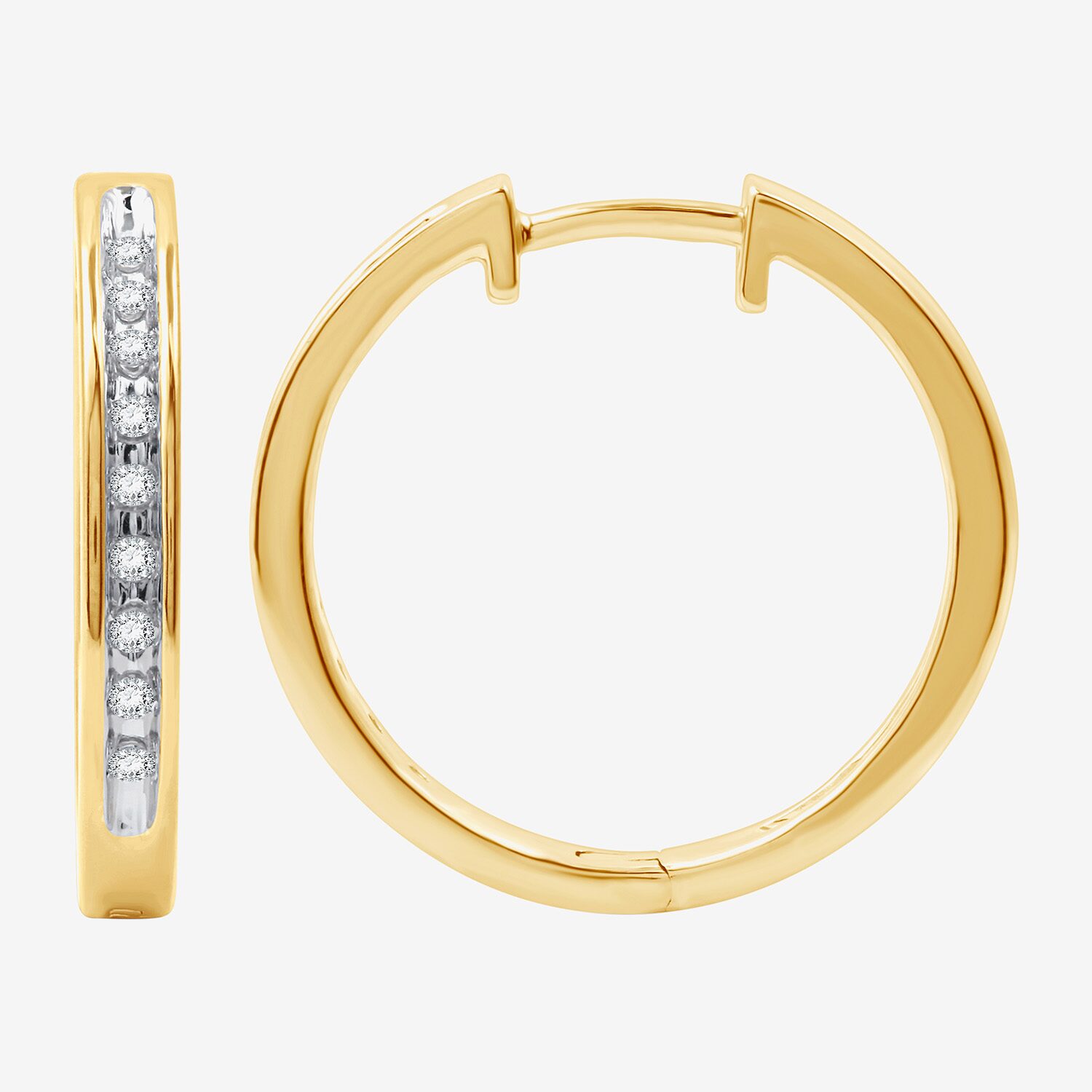 (F / Si1-Si2) Womens 1/4 CT. T.W. Lab Grown White Diamond 20.1mm Hoop Earrings