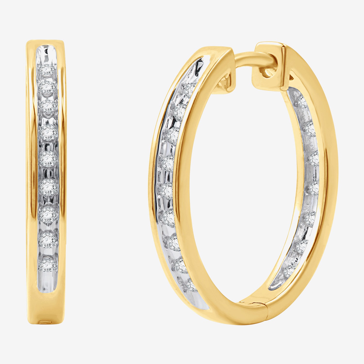 (F / Si1-Si2) Womens 1/4 CT. T.W. Lab Grown White Diamond 20.1mm Hoop Earrings