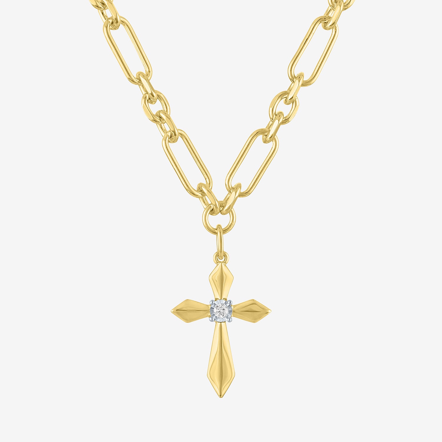 Religious Jewelry (G-H / Si1-Si2) Womens 1/10 CT. T.W. Lab Grown White Diamond 14K Gold Over Brass Cross 2-pc. Jewelry Set