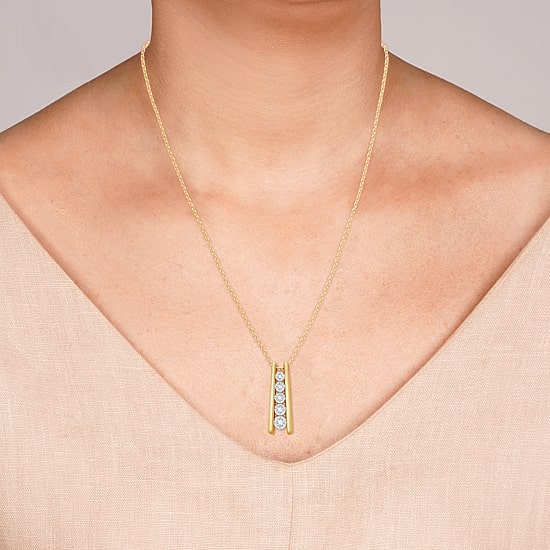 (F / Si1-Si2) Womens 1/4 CT. T.W. Lab Grown White Diamond 14K Gold Over Brass 18 Inch Pendant Necklace