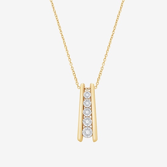 (F / Si1-Si2) Womens 1/4 CT. T.W. Lab Grown White Diamond 14K Gold Over Brass 18 Inch Pendant Necklace