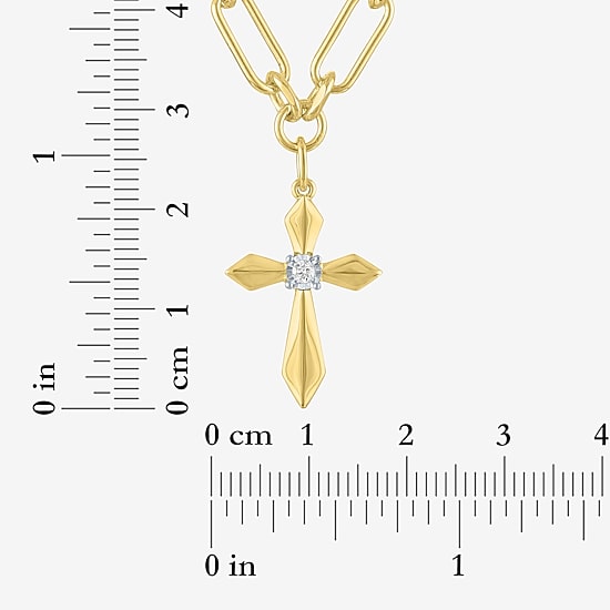 Religious Jewelry (G-H / Si1-Si2) Womens 1/10 CT. T.W. Lab Grown White Diamond 14K Gold Over Brass Cross 2-pc. Jewelry Set