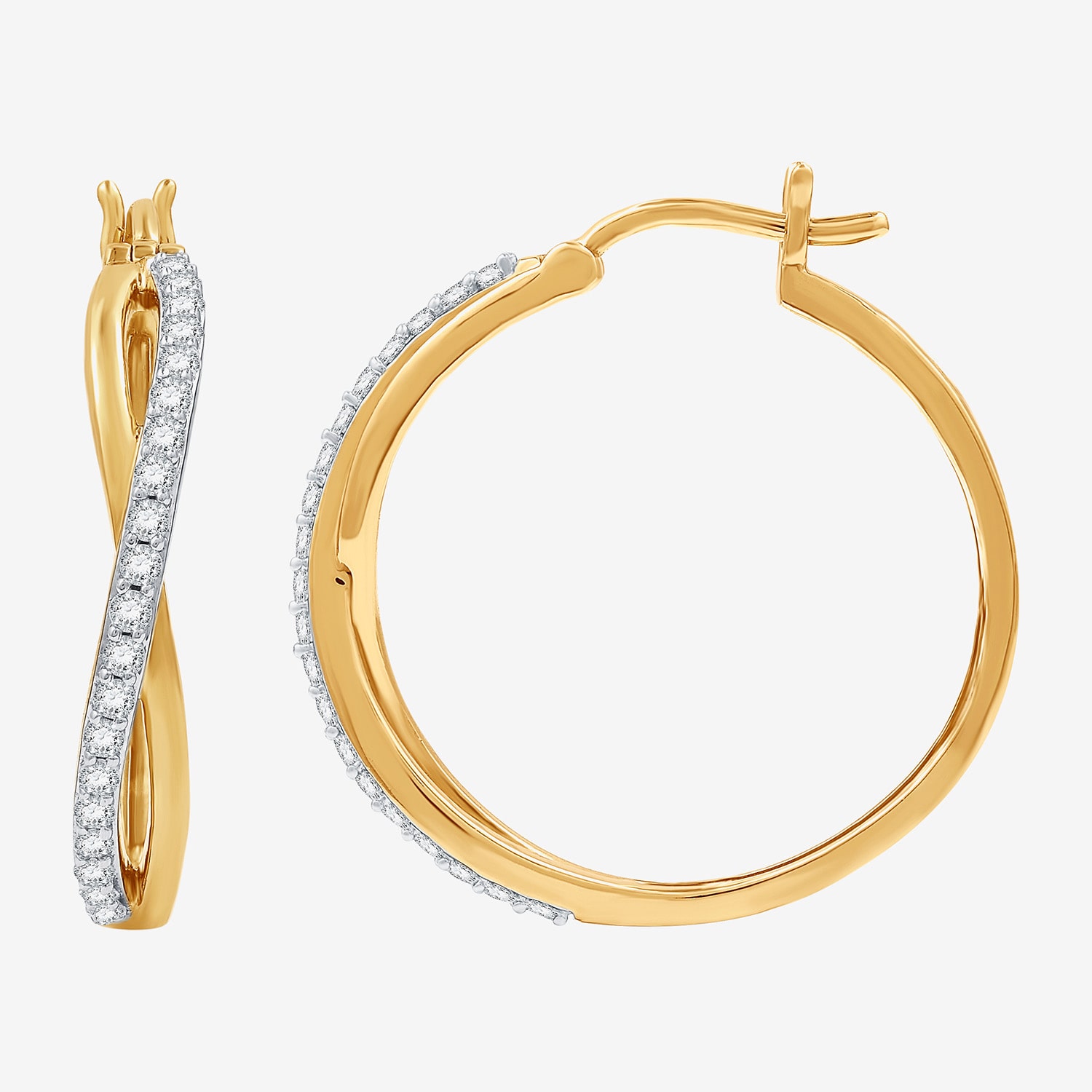 (F / Si1-Si2) Womens 1/2 CT. T.W. Lab Grown White Diamond 24.3mm Hoop Earrings