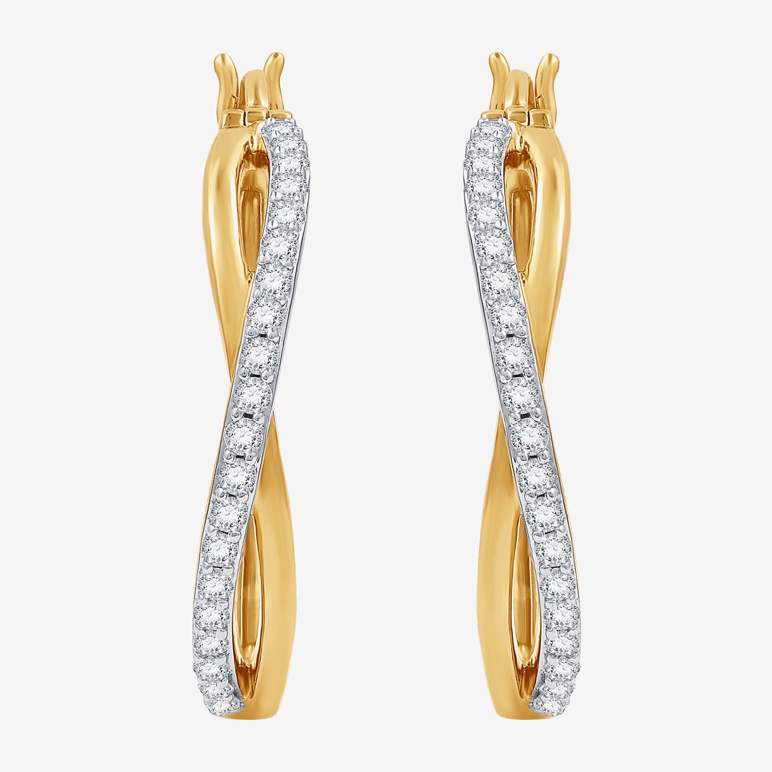 (F / Si1-Si2) Womens 1/2 CT. T.W. Lab Grown White Diamond 24.3mm Hoop Earrings