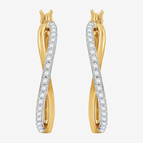 (F / Si1-Si2) Womens 1/2 CT. T.W. Lab Grown White Diamond 24.3mm Hoop Earrings