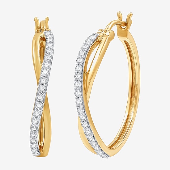 (F / Si1-Si2) Womens 1/2 CT. T.W. Lab Grown White Diamond 24.3mm Hoop Earrings