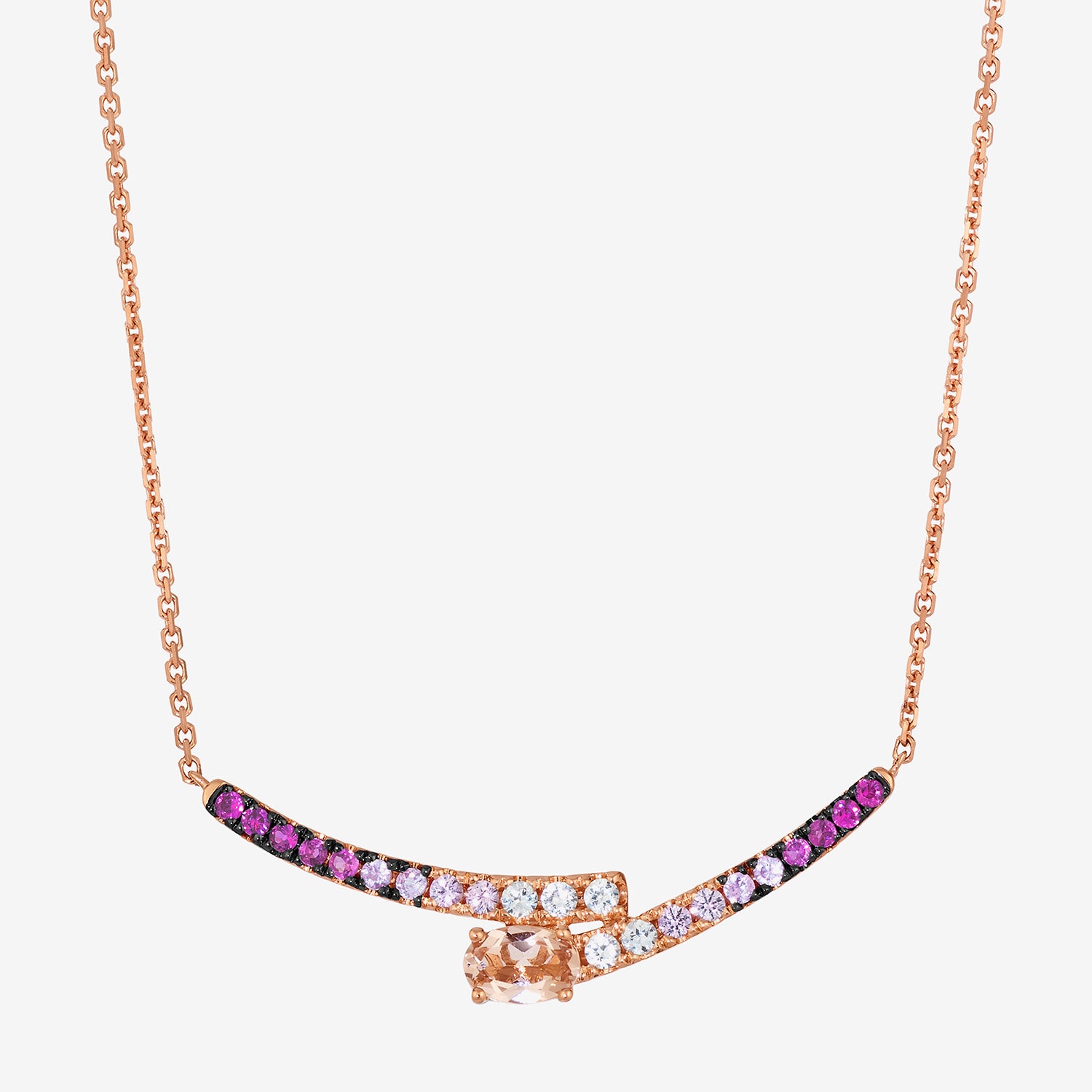Le Vian Grand Sample Sale Le Vian Grand Sample Sale Limited Quantities! Womens Genuine Pink Morganite 14K Rose Gold Curved 19 Inch Pendant Necklace