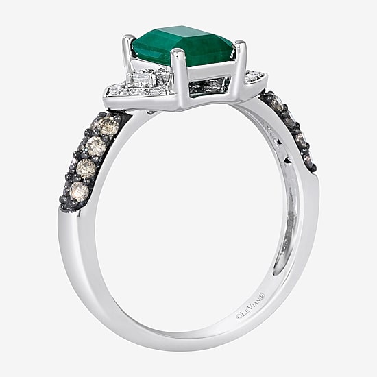 Le Vian Grand Sample Sale Le Vian Grand Sample Sale Limited Quantities! Womens 1/3 CT. T.W. Genuine Green Emerald 14K White Gold Side Stone Cocktail Ring