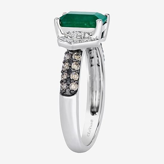 Le Vian Grand Sample Sale Le Vian Grand Sample Sale Limited Quantities! Womens 1/3 CT. T.W. Genuine Green Emerald 14K White Gold Side Stone Cocktail Ring