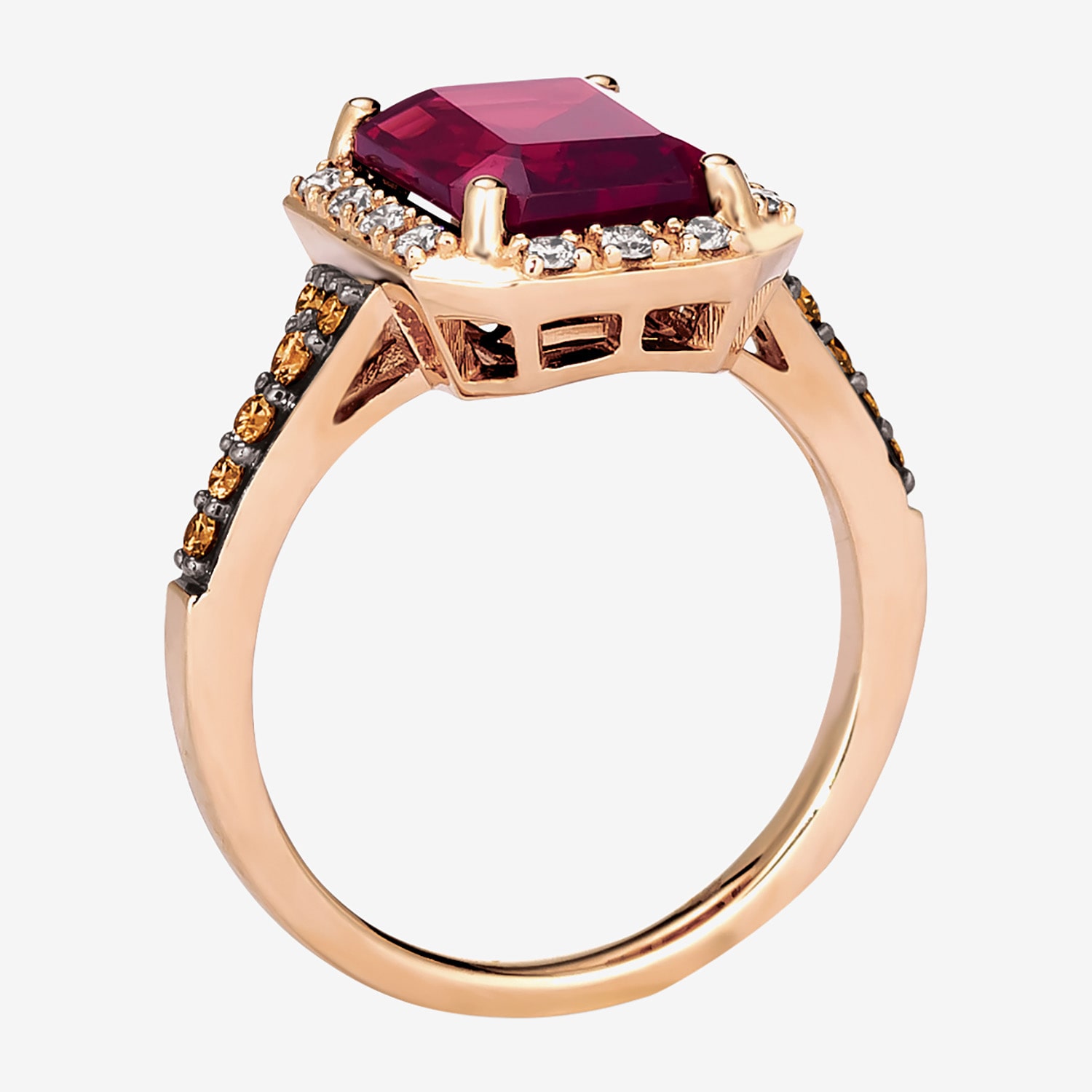 Le Vian Grand Sample Sale Le Vian Grand Sample Sale Limited Quantities! Womens 3/8 CT. T.W. Genuine Red Garnet 14K Rose Gold Side Stone Cocktail Ring