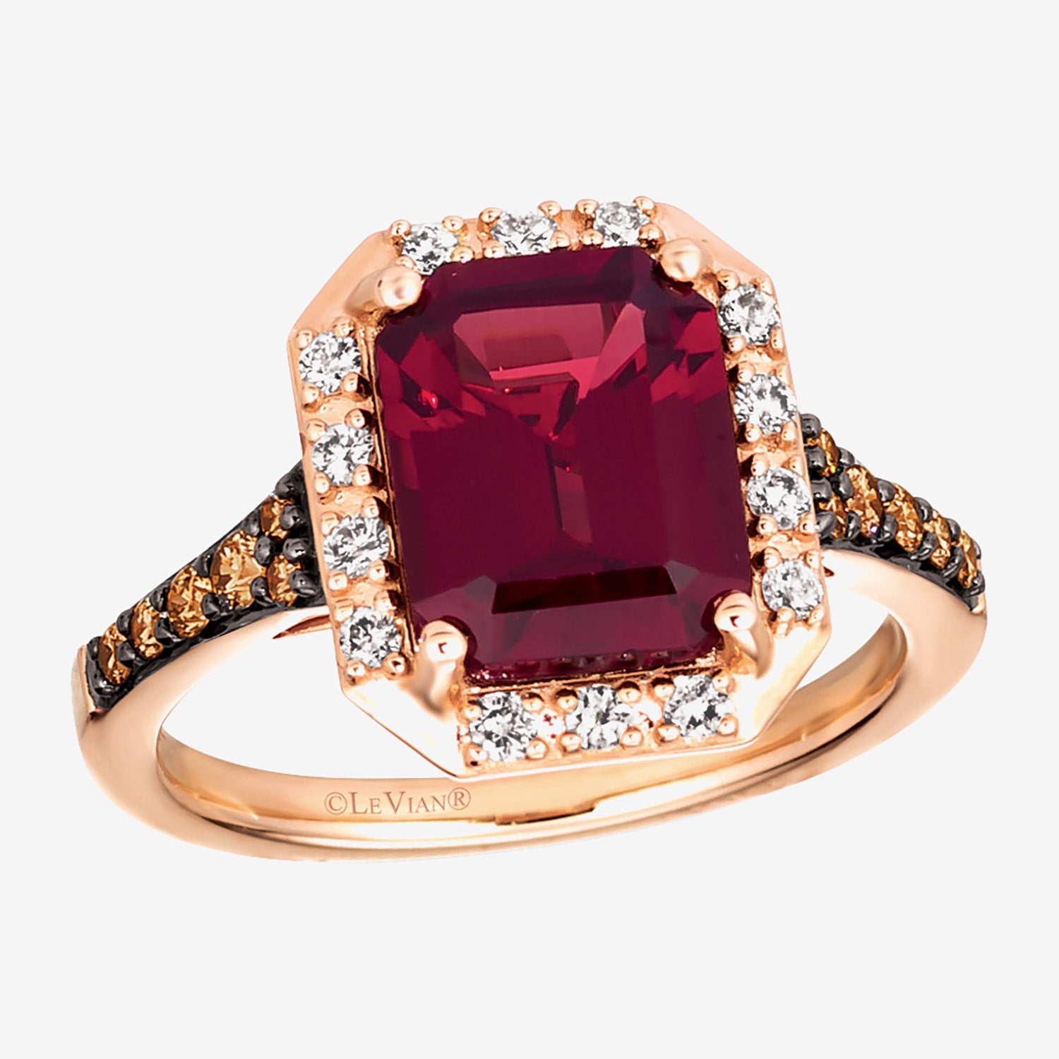 Le Vian Grand Sample Sale Le Vian Grand Sample Sale Limited Quantities! Womens 3/8 CT. T.W. Genuine Red Garnet 14K Rose Gold Side Stone Cocktail Ring