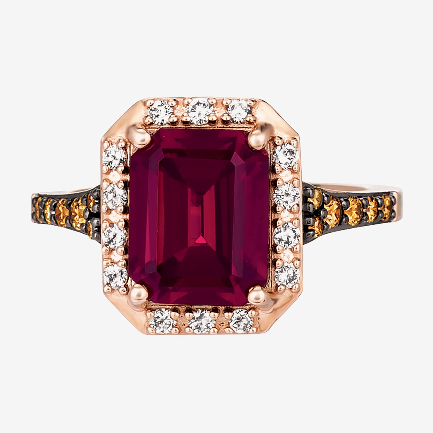 Le Vian Grand Sample Sale Le Vian Grand Sample Sale Limited Quantities! Womens 3/8 CT. T.W. Genuine Red Garnet 14K Rose Gold Side Stone Cocktail Ring