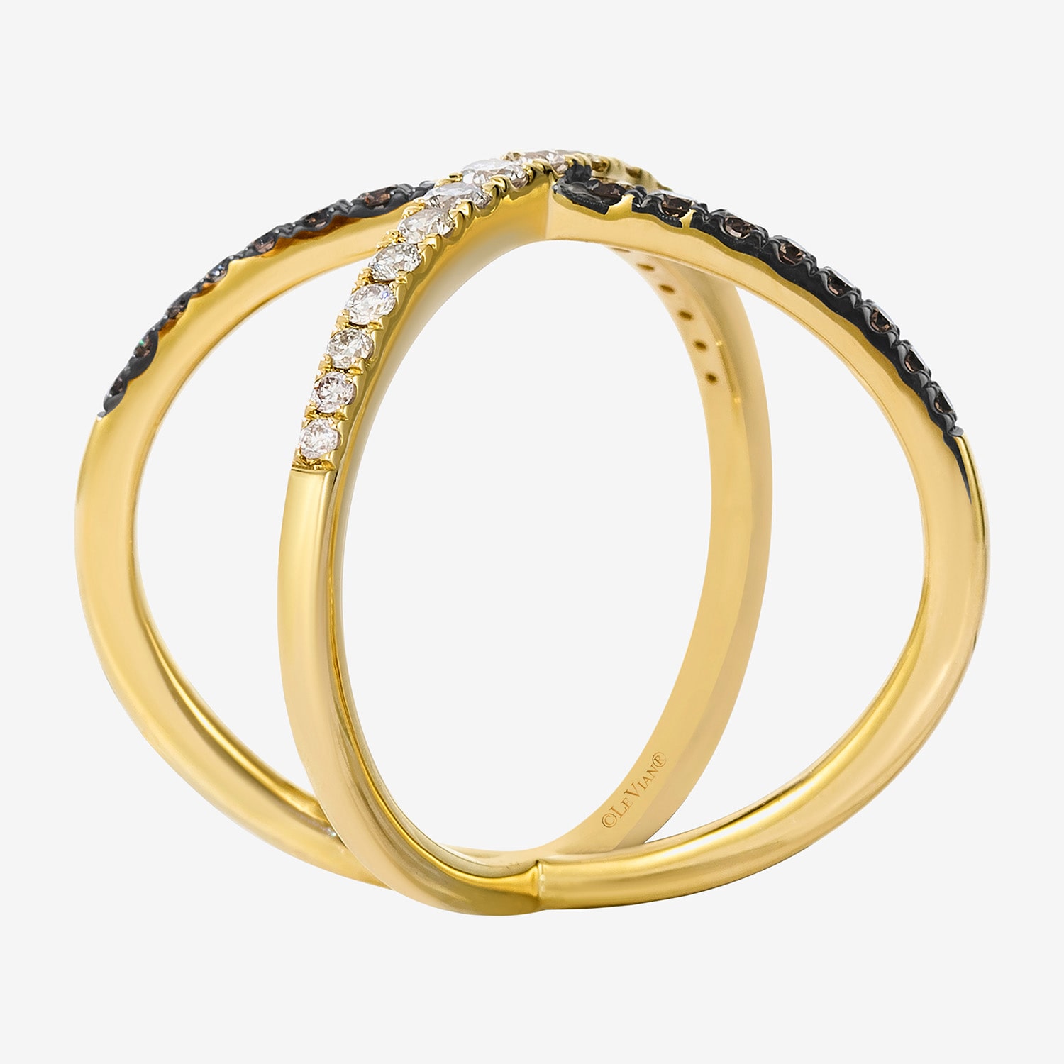 Le Vian Grand Sample Sale Le Vian Grand Sample Sale Limited Quantities! Womens 21.7mm 1/2 CT. T.W. Natural Champagne Diamond 14K Gold Crossover Band