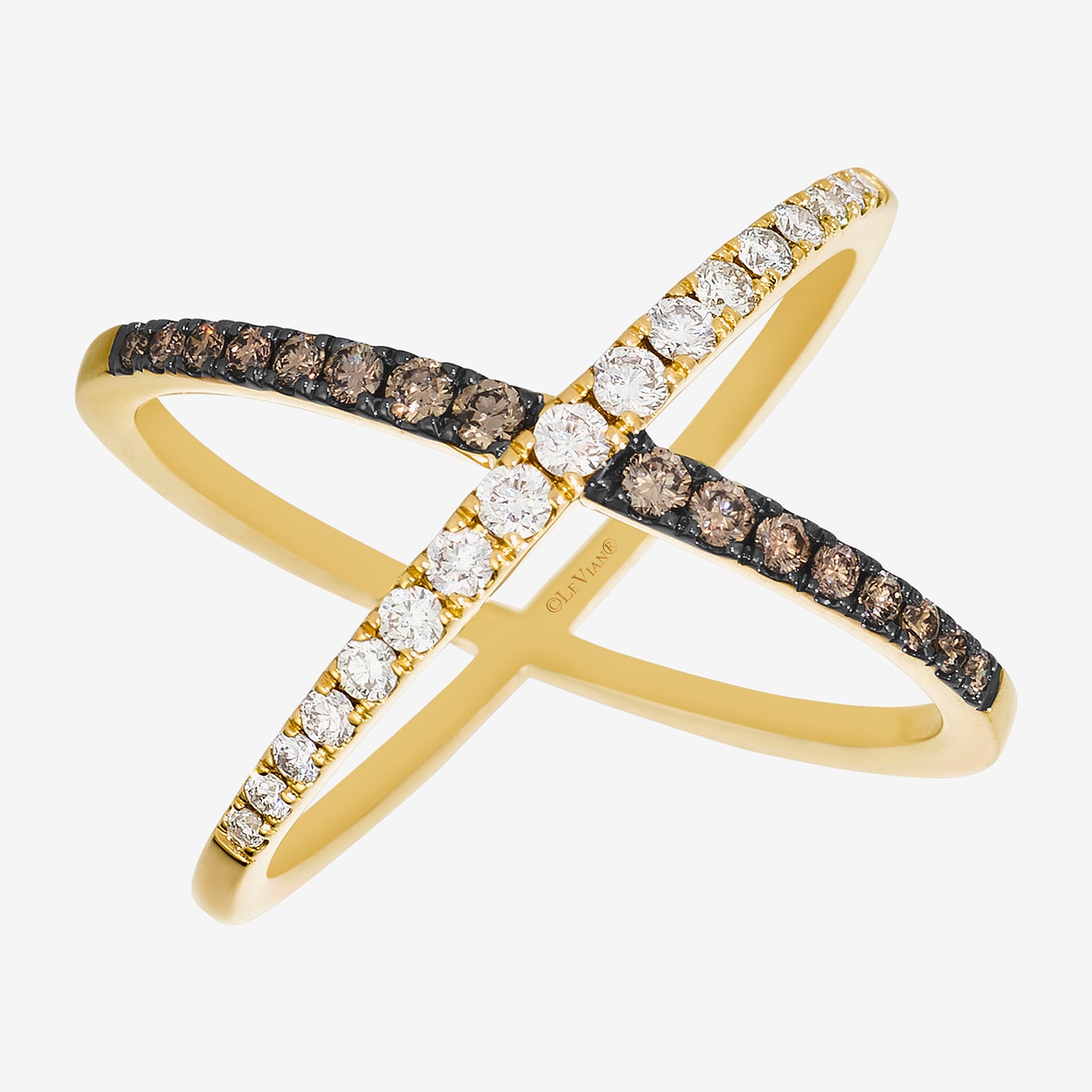 Le Vian Grand Sample Sale Le Vian Grand Sample Sale Limited Quantities! Womens 21.7mm 1/2 CT. T.W. Natural Champagne Diamond 14K Gold Crossover Band